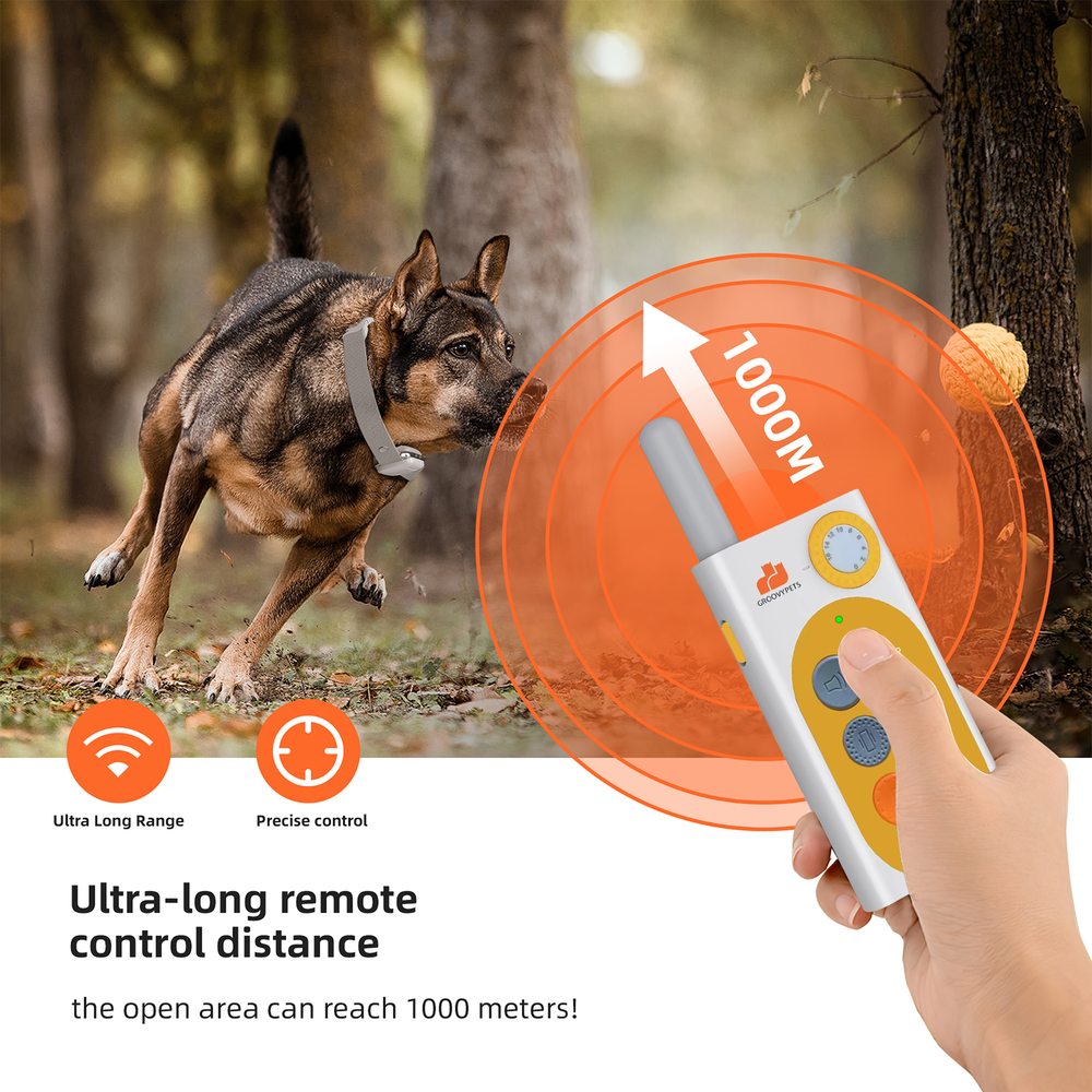 1100 YD Range Remote Dog Training Shock No Bark Collar w/ Owner's Voice Command