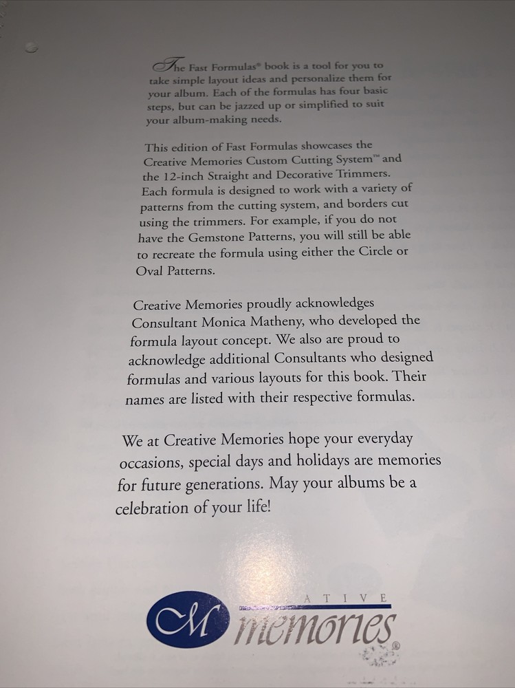 Creative Memories Lot Custom Cutting System Blades Patterns + Fast Formulas Book