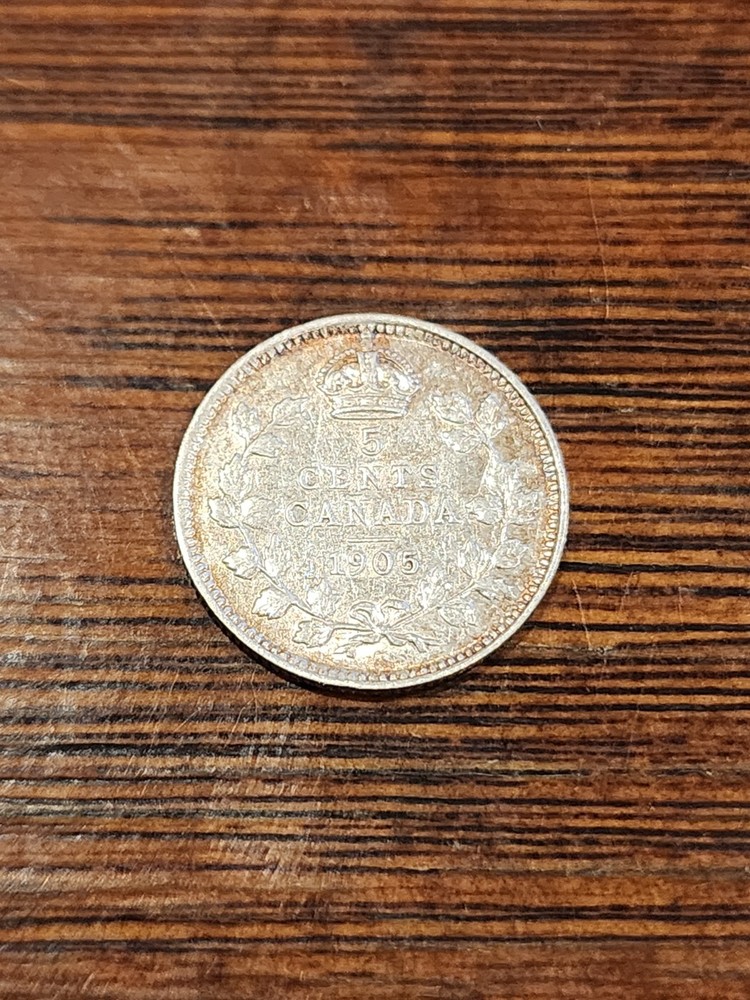 1905 Canada 5 Cents Silver Coin