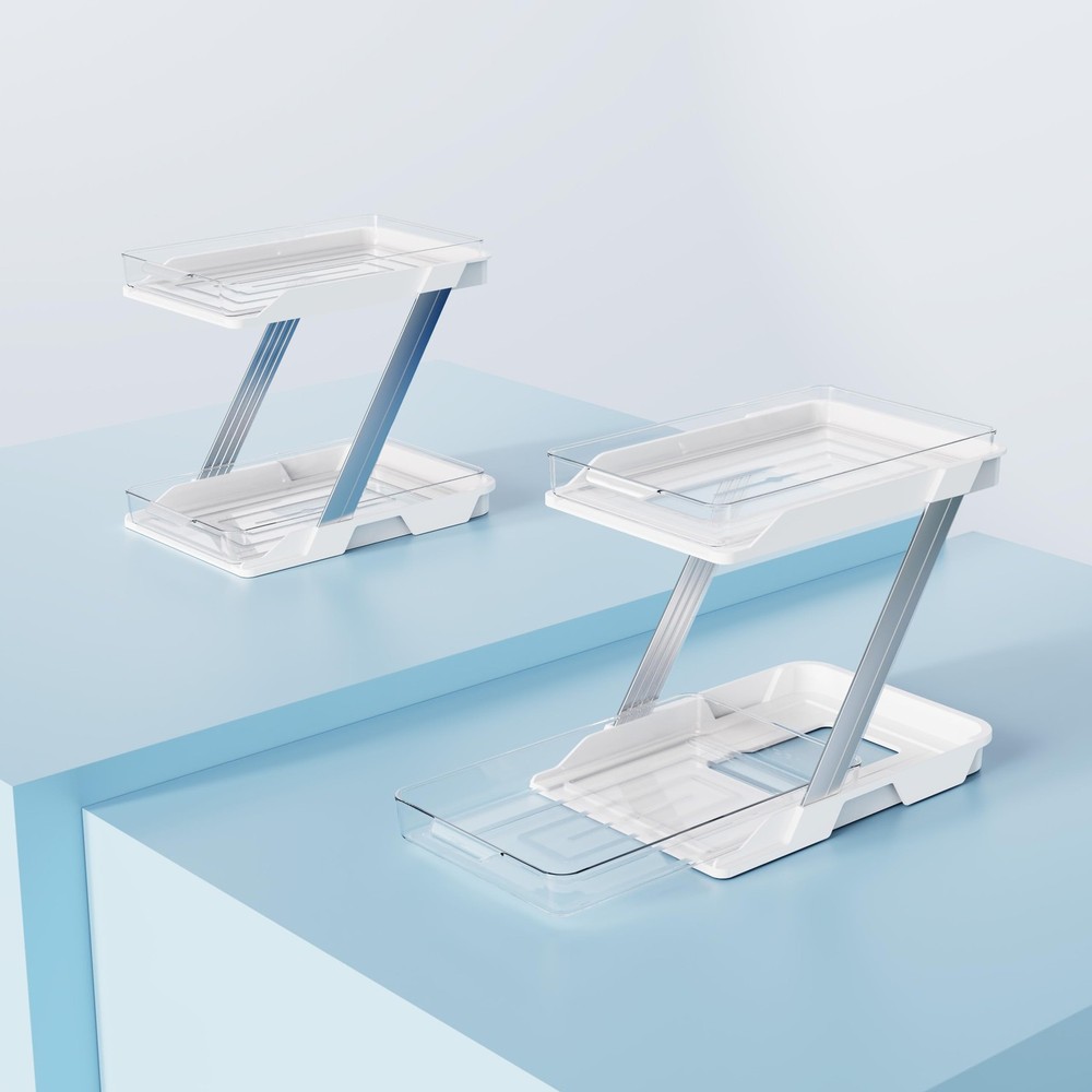 2 Pack Bathroom Organizers and Storage - Multi-Purpose,2-Tier Clear Pull Out ...