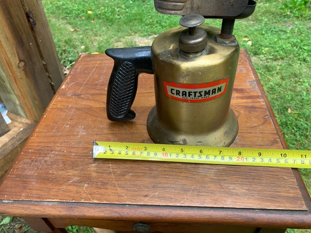 Nice Label VINTAGE CRAFTSMAN TOOLS BRASS BLOW TORCH w/HANDLE