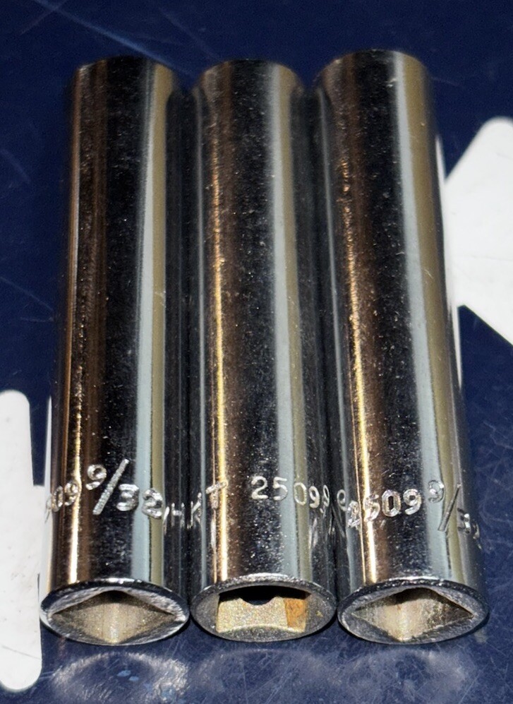 Three Wright Tool 9/32" Deep Socket 6pt 6 Point 1/4” DRIVE #2509 THREE SOCKETS