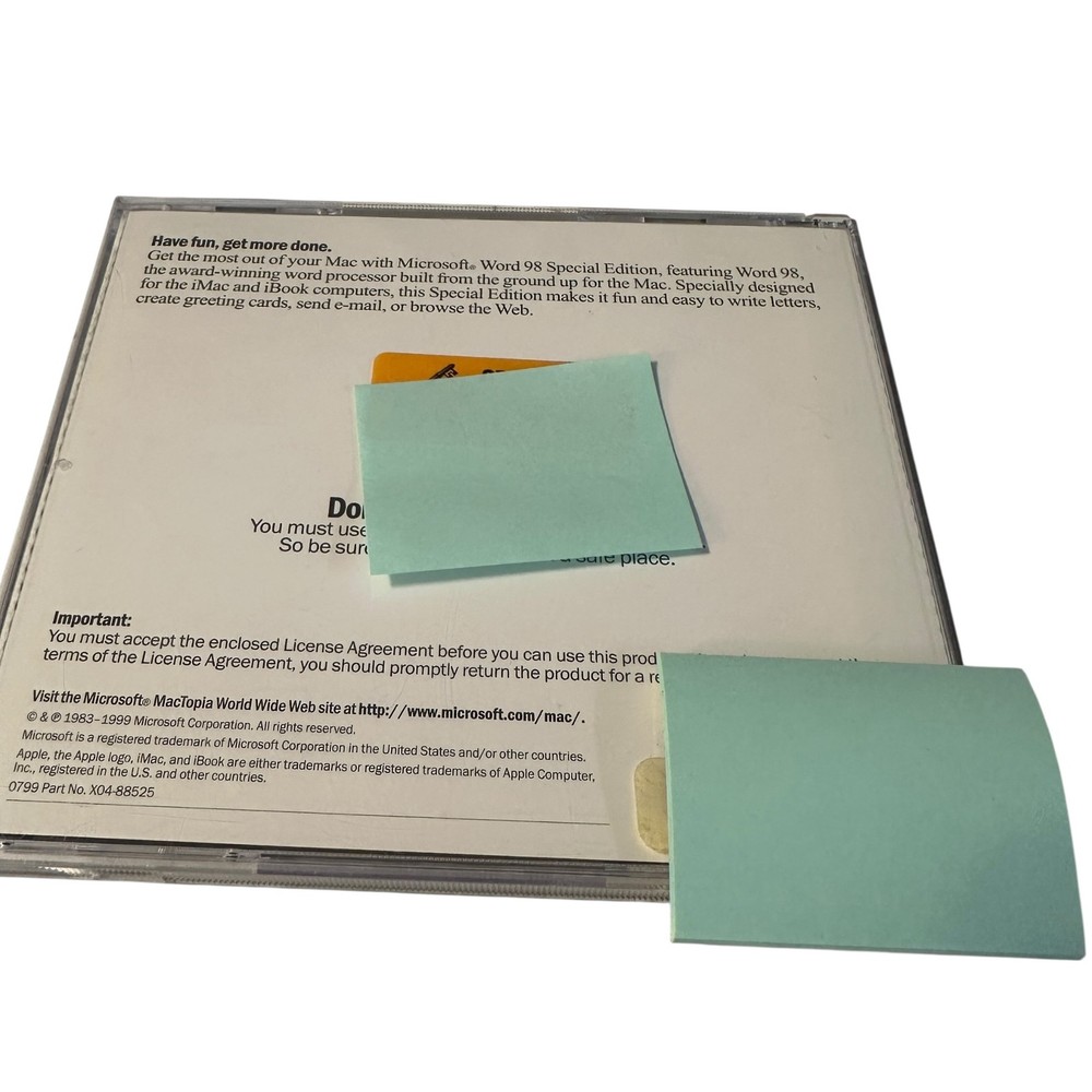 Microsoft Word 98 iMac And iBook Edition PC Software with CD Key