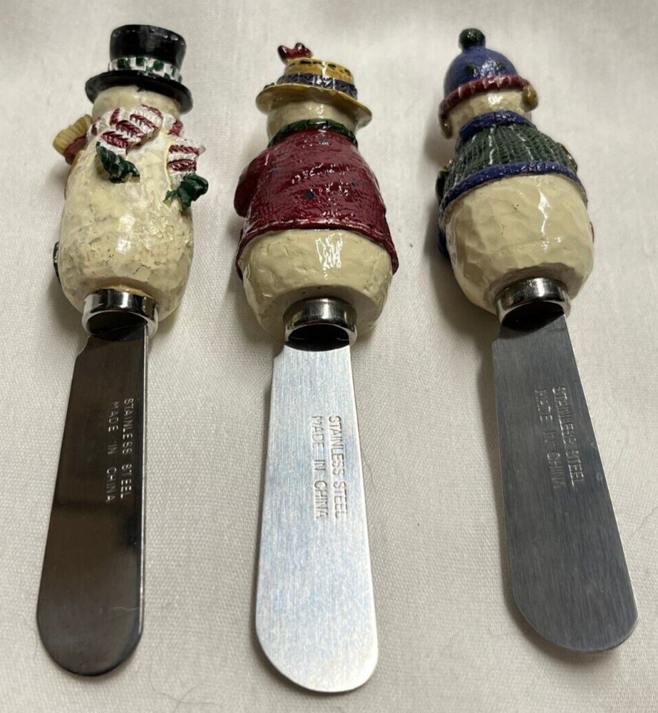 Three Snowman Canape Knives