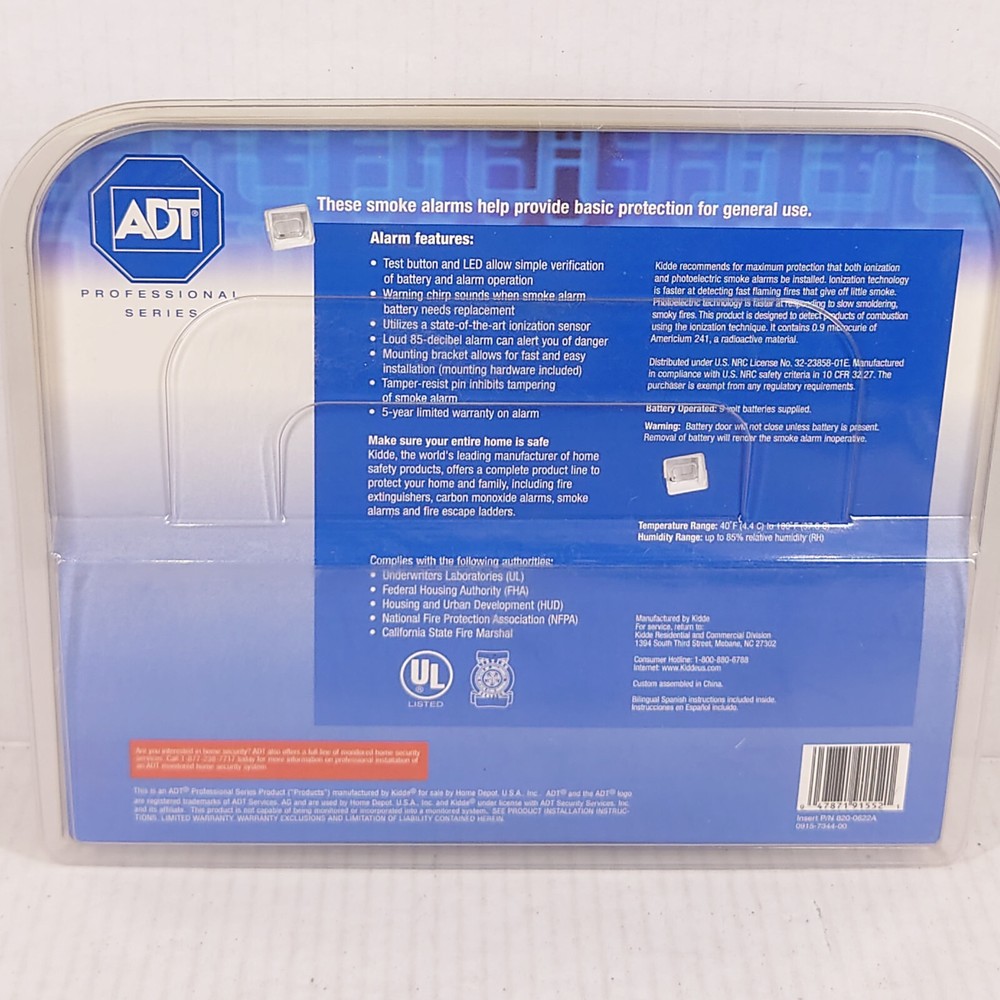 Kidde / ADT Professional Series Basic Smoke Detector 2-Pack for Home