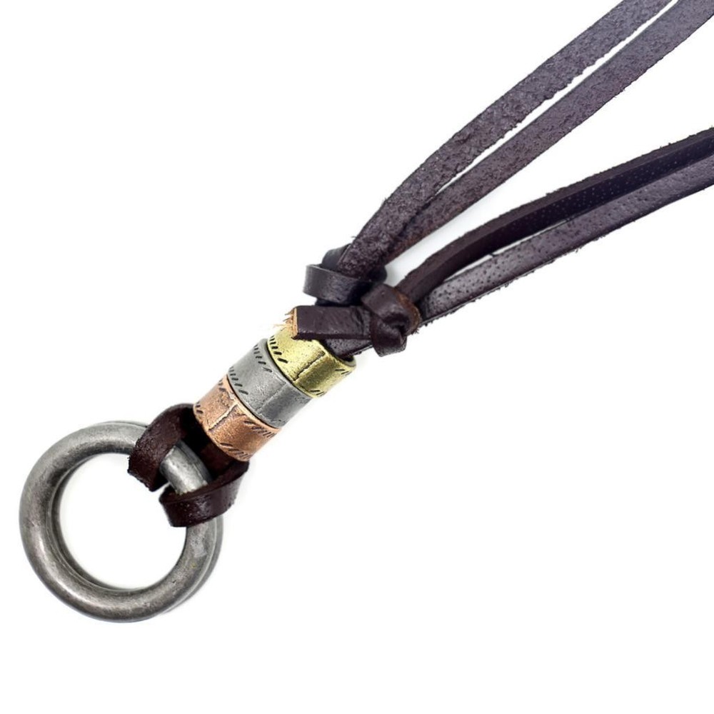 Vintage Pendant Leather Double Circle Rope Glasses Holder