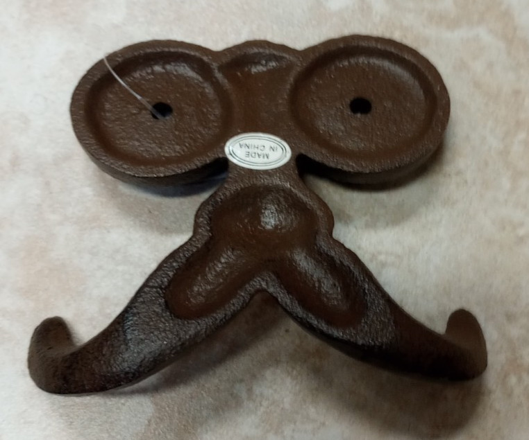 Towel Hat Bath Mustache Wall Hook Cast Iron Rust Finish