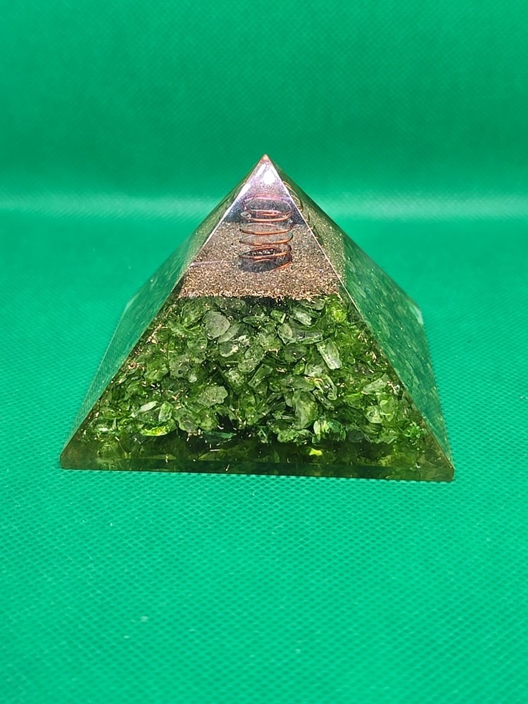 Prehnite Copper Orgone Pyramid 3.5"