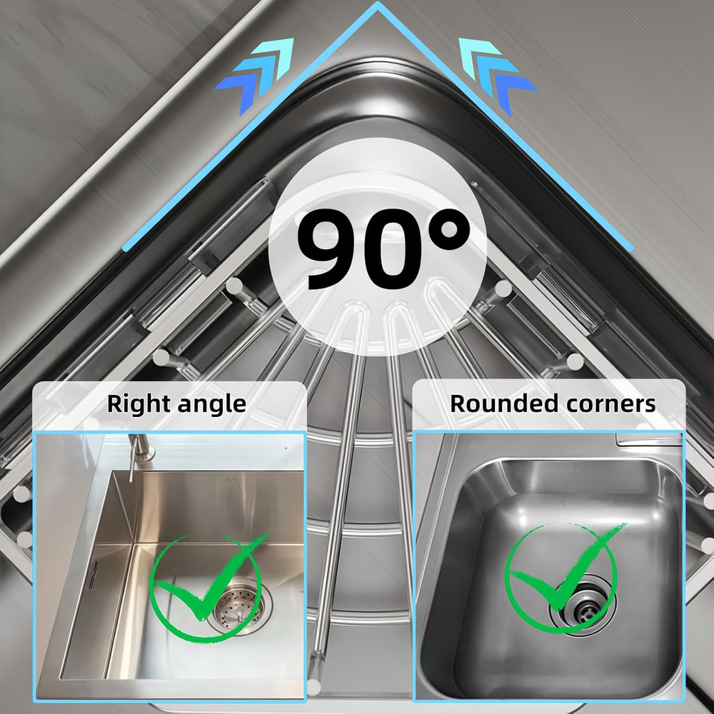 Wall Mounted Sink Caddy Organizer, Carbon Steel Kitchen Sponge Holder with 2 Adh