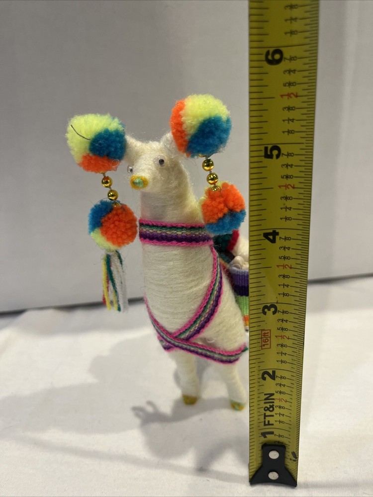 Peruvian Llama Folk Art Figure Plush Multi Color