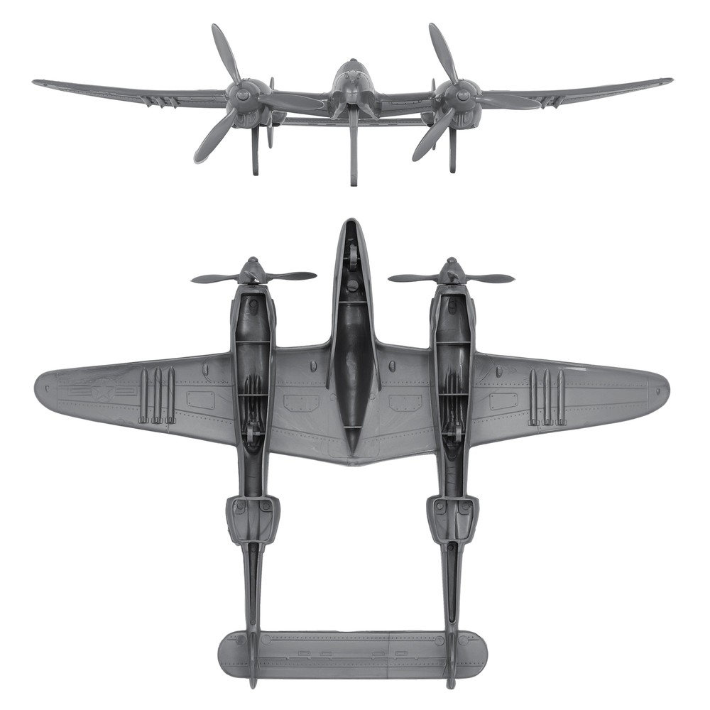 TimMee Processed Plastic WW2 P38 Lightning Silver Fighter Plane Tim Mee Aircraft