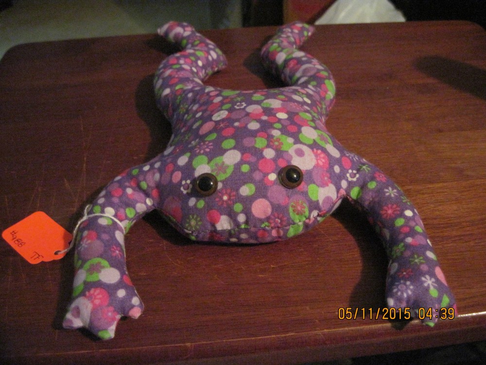 Home Decor..Poly Bead/Poly Filled Toads Purple,Lime,Pink Dots/ Flowers..HANDMADE