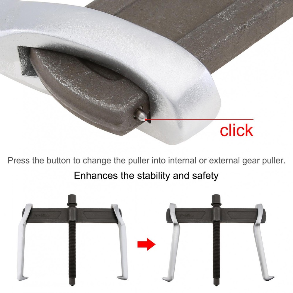 8 Inch 2-Jaw Gear Puller Reversible for External Internal Pulling, Single Hook