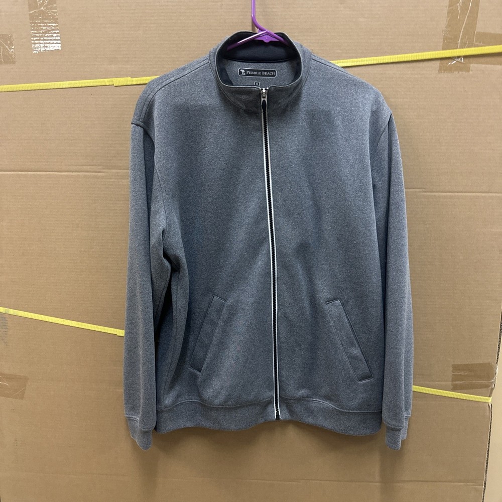 Pebble Beach Full Zip Polyester Jacket Men's Medium Gray Performance