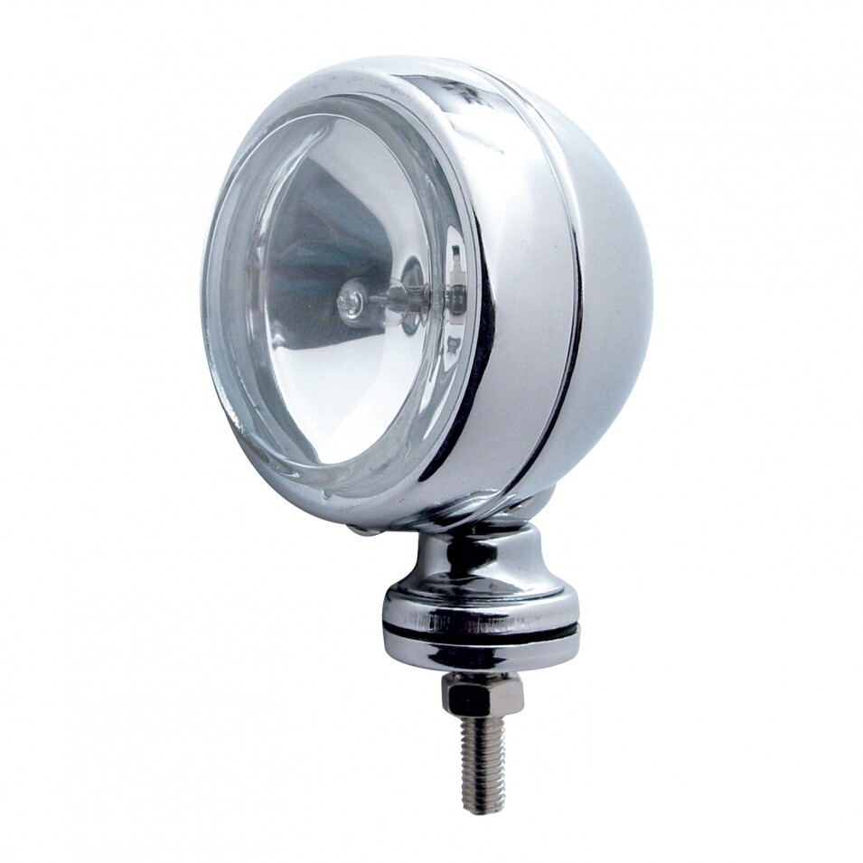 Stainless Triangle Light Bracket w/ 4" Clear Chrome Halogen Light
