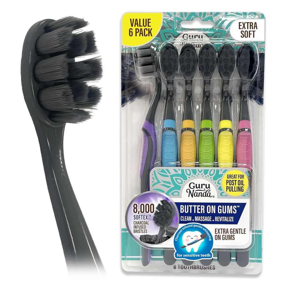 Butter on Gums Charcoal Toothbrush - 8000+ Softextm Bristles for Sensitive Teeth