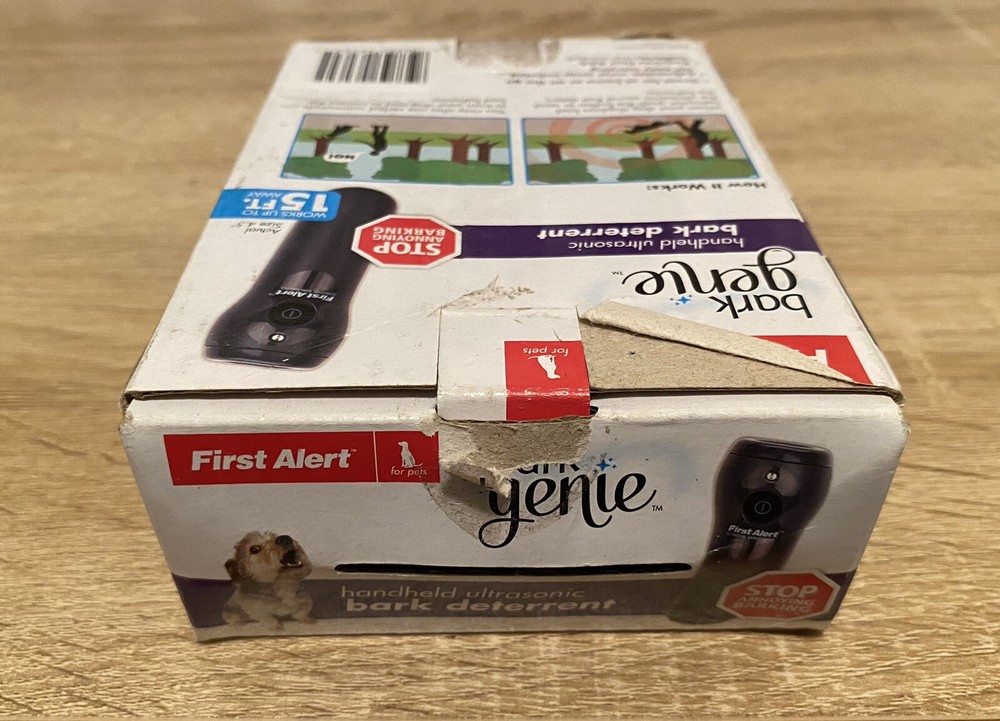 First Alert Bark Genie Handheld Bark Control Device 15ft Range Harmless Open Box