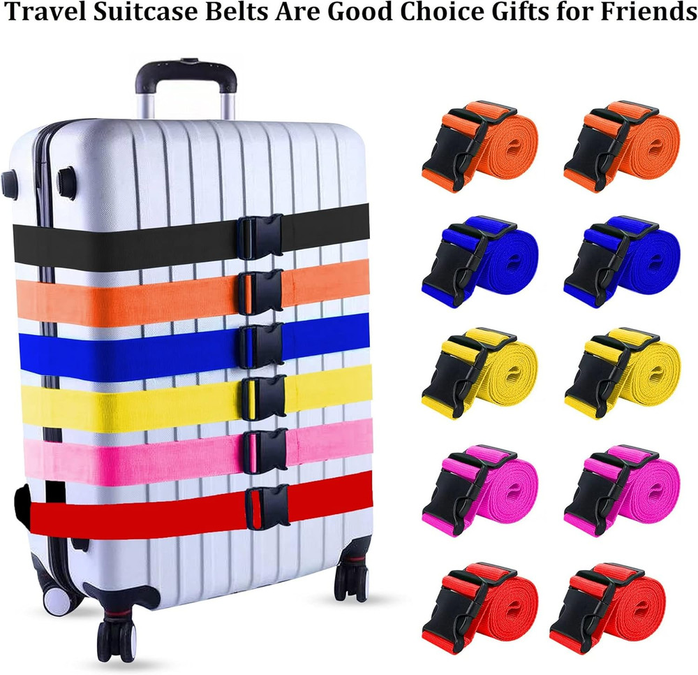 2 Pack Suitcase Straps, Bright Color Adjustable , TSA Approved (Red)
