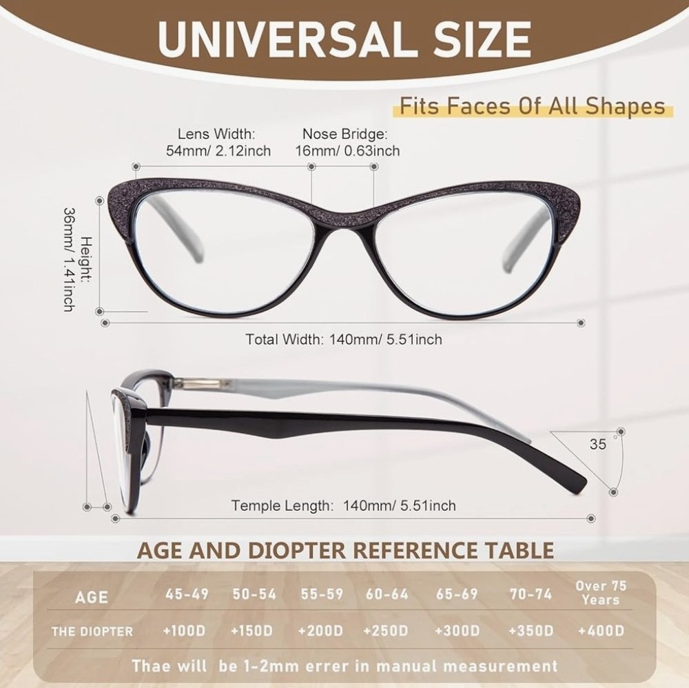 3 Pack 1.75x Reading Glasses Blue Light Blocking Stylish Cat Eye Computer Read