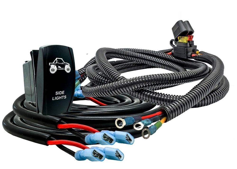10 ft Split Plug-and-Play Wire Harness SIDE LIGHTS On/Off Rocker Switch Can-Am