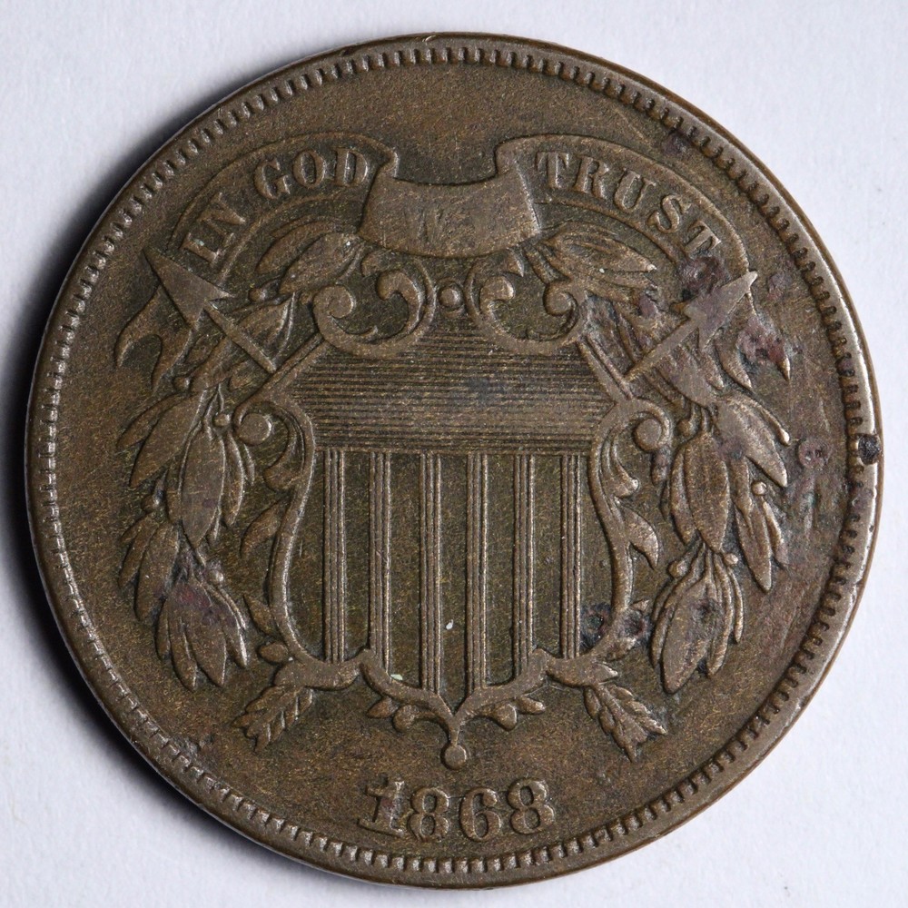 1868 Two Cent Piece XF+ E139 SQHA