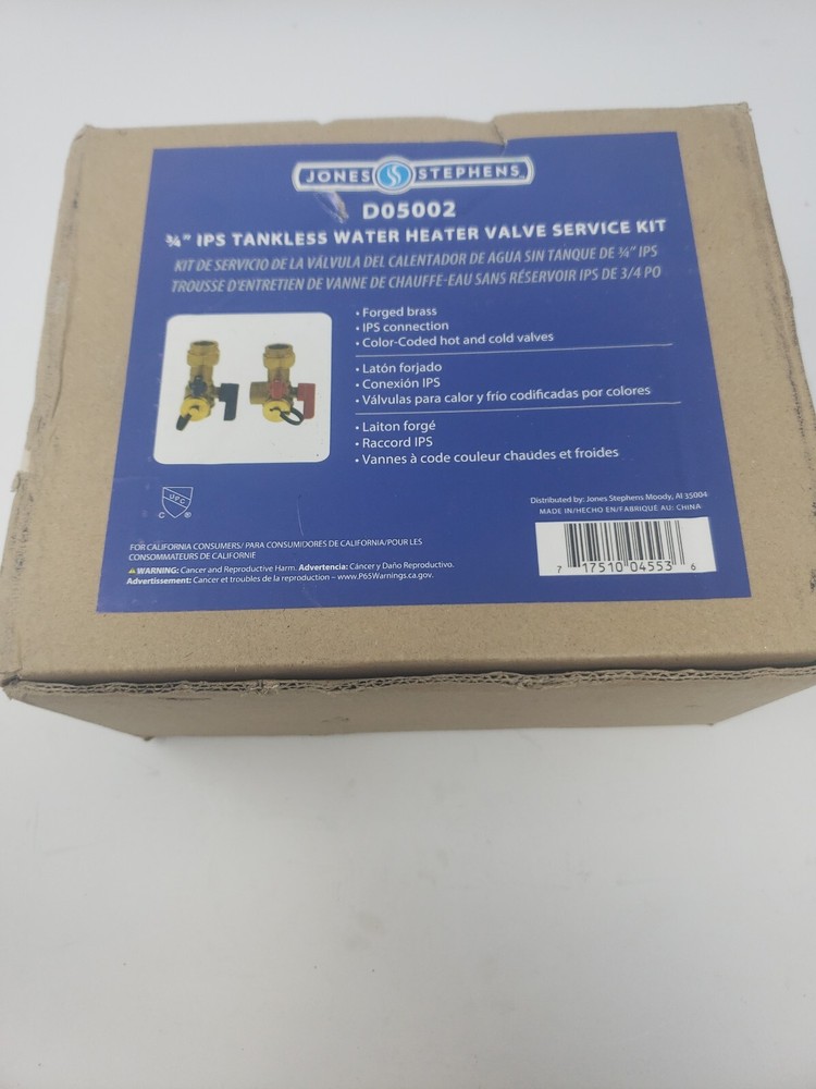 Jones Stephens D05002 3/4" IPS Tankless Water Heater Valve Service Kit