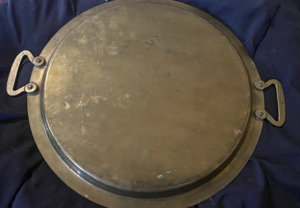 Brass Platter With Decoupaged Angels