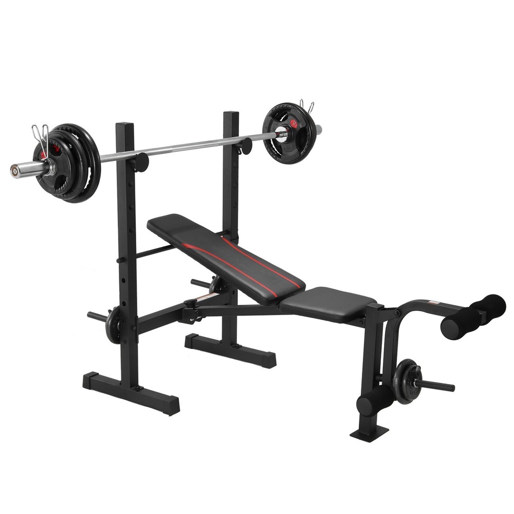 Adjustable Weight Bench Set with Squat Rack Foldable Flat Incline Decline