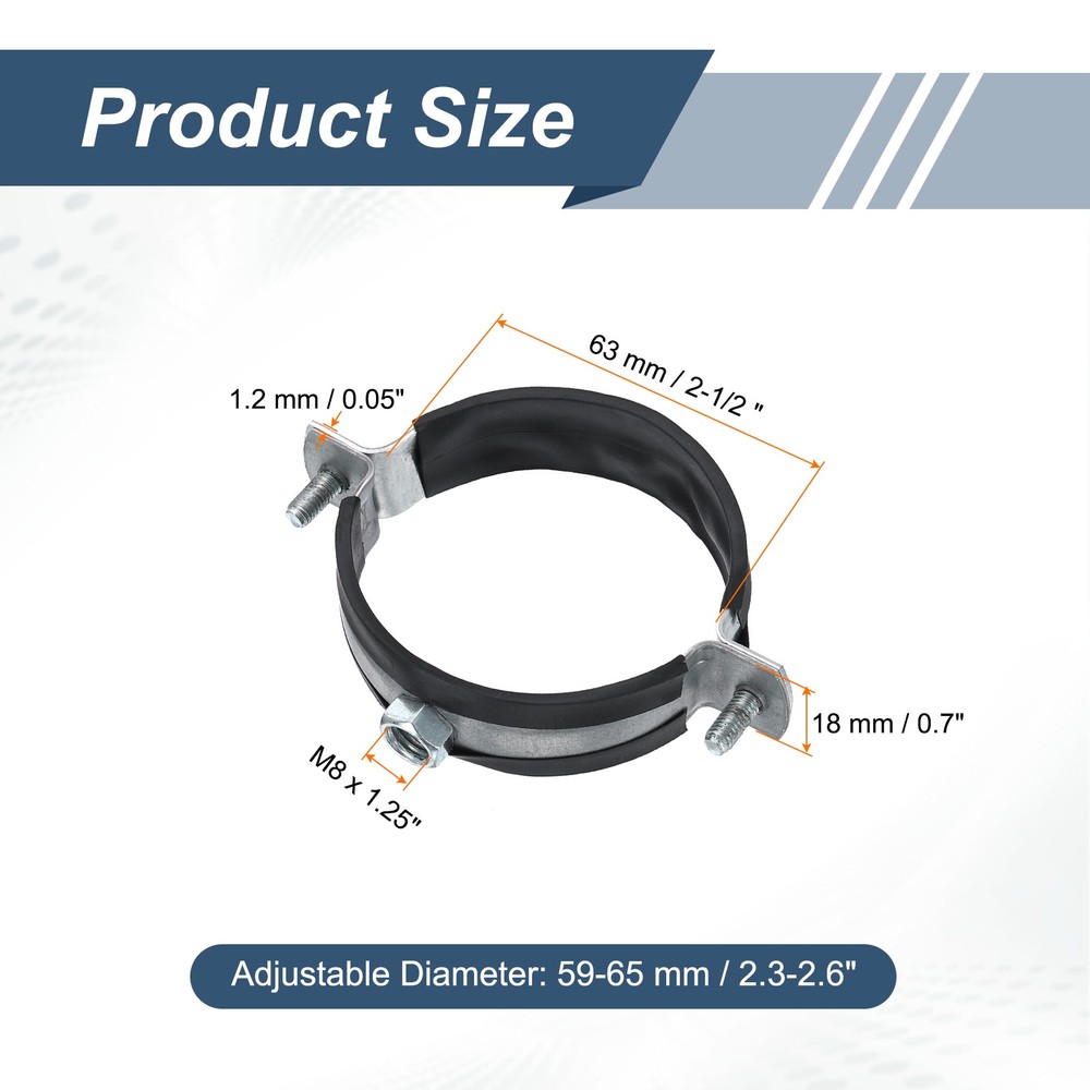 8pcs 2-1/2" Split Ring Pipe Hanger Wall Mount Pipe Bracket Clamp (M8)