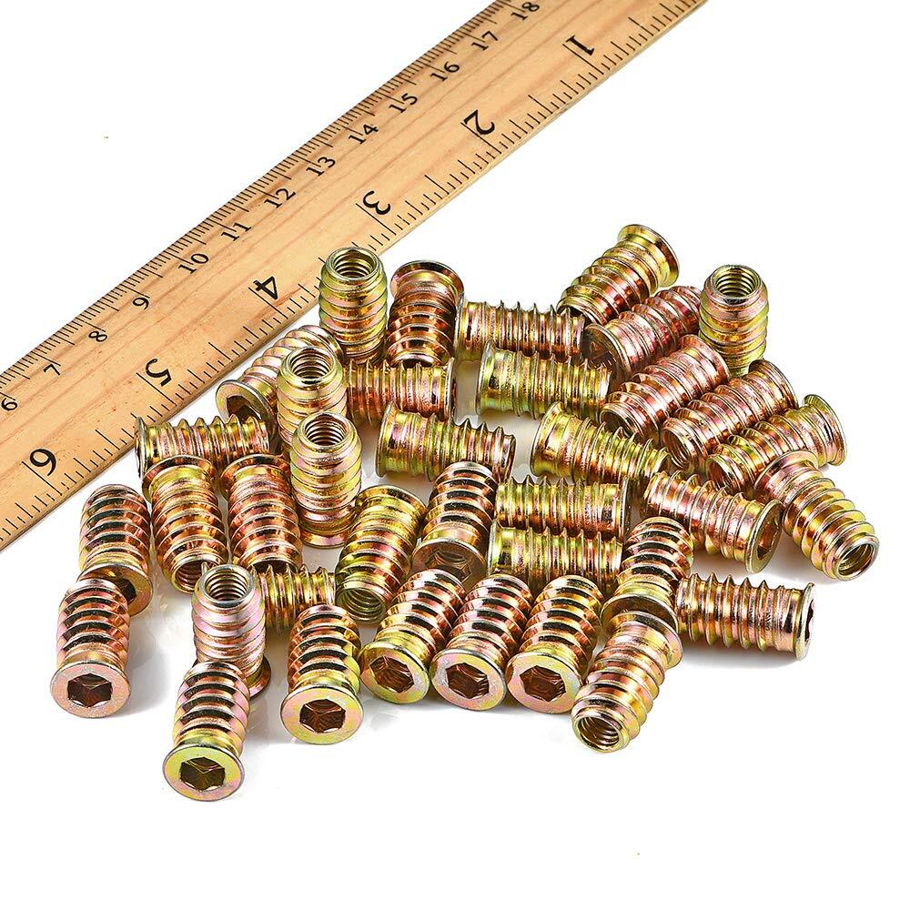 80 Pcs Premium Threaded Inserts for Wood, 1/4-20 Threaded Inserts with Hex