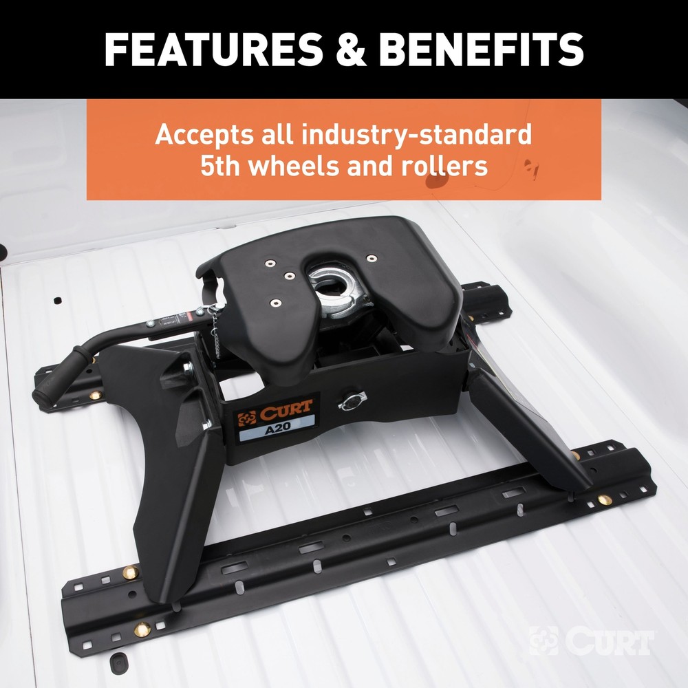 Universal 5th Wheel Base Rails, 25K (Gloss Black)
