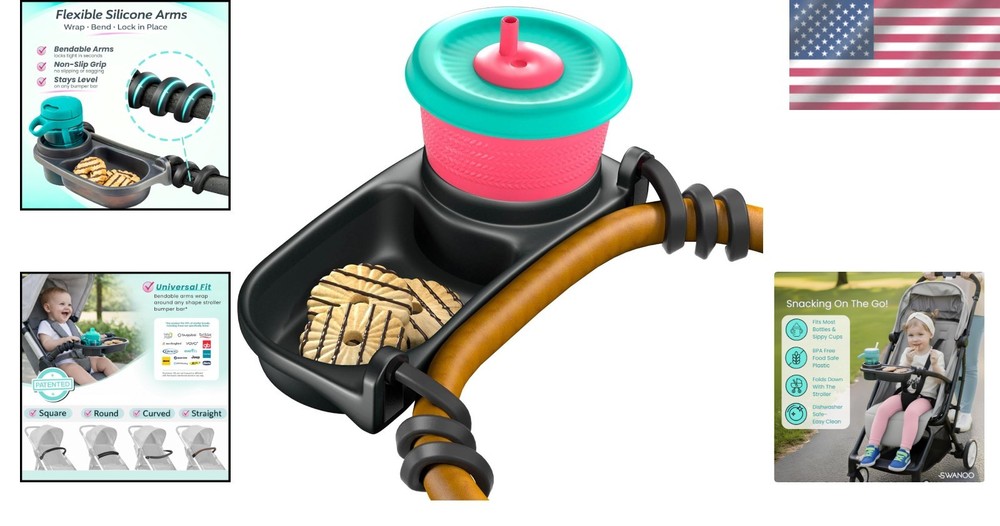 Compact Stroller Snack Tray | Cup Holder | Easy Installation