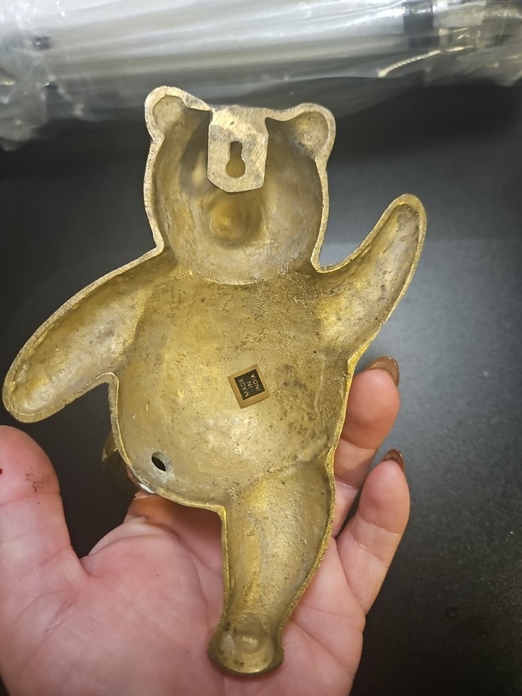 20th Century Boho Chic Brass Panda Wall Hook