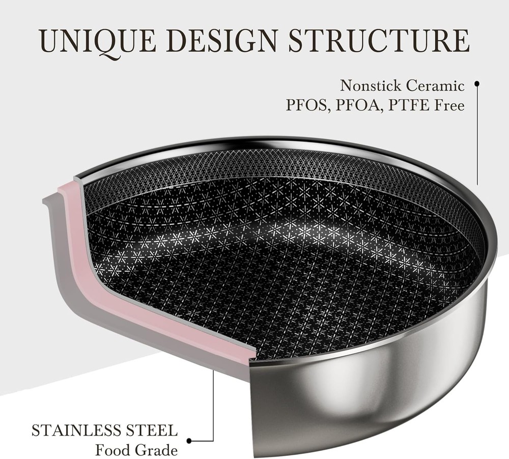 Detachable Nonstick Cookware Set Stackable Induction Pots & Pans W/ Removable