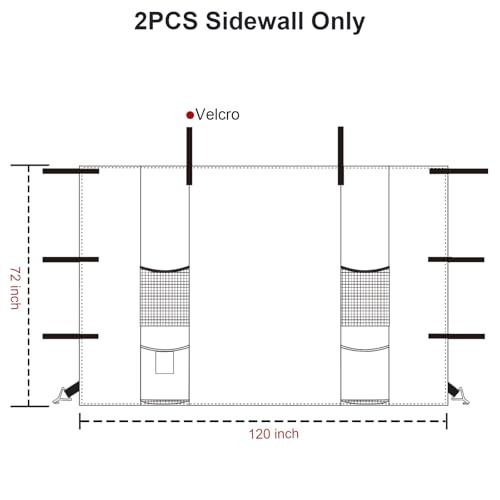 Instant Canopy Sidewalls with 4 Pockets for Pop Up Canopy Frame,2Pcs White