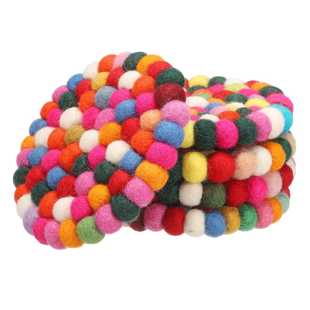5 Round Felt Coasters, Desk Coasters, Multicolor