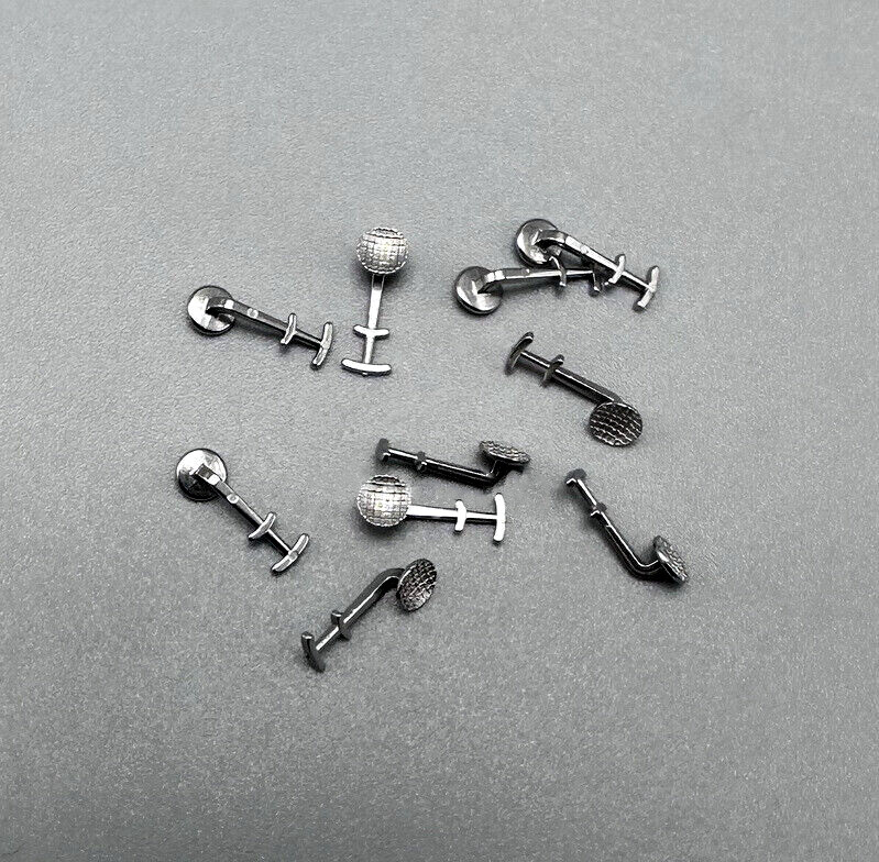 Dental Orthodontic Bondable Lingual Button Multi-hook Arms Braces Slid Crimpable
