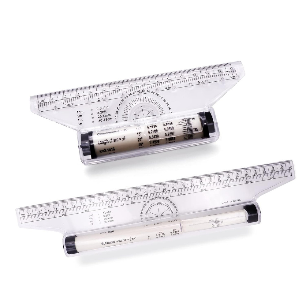 2 Pcs Plastic Measuring Rolling Ruler, Drawing Design Ruler for Measuring, Draft