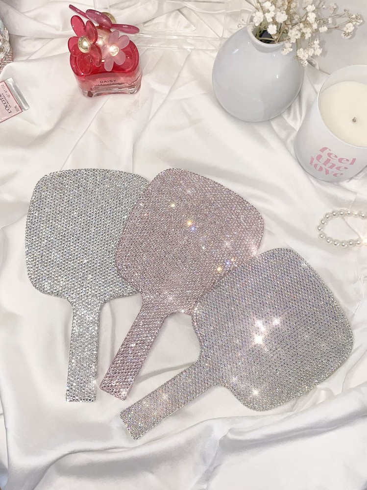 Bling Handheld Makeup Mirror – Sparkly Crystal Rhinestone Compact Mirror for ...