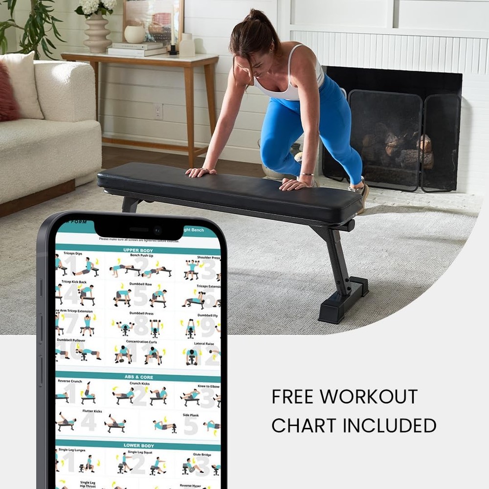 Finer Form Gym Quality Foldable Flat Bench for Multi-Purpose Weight Training ...