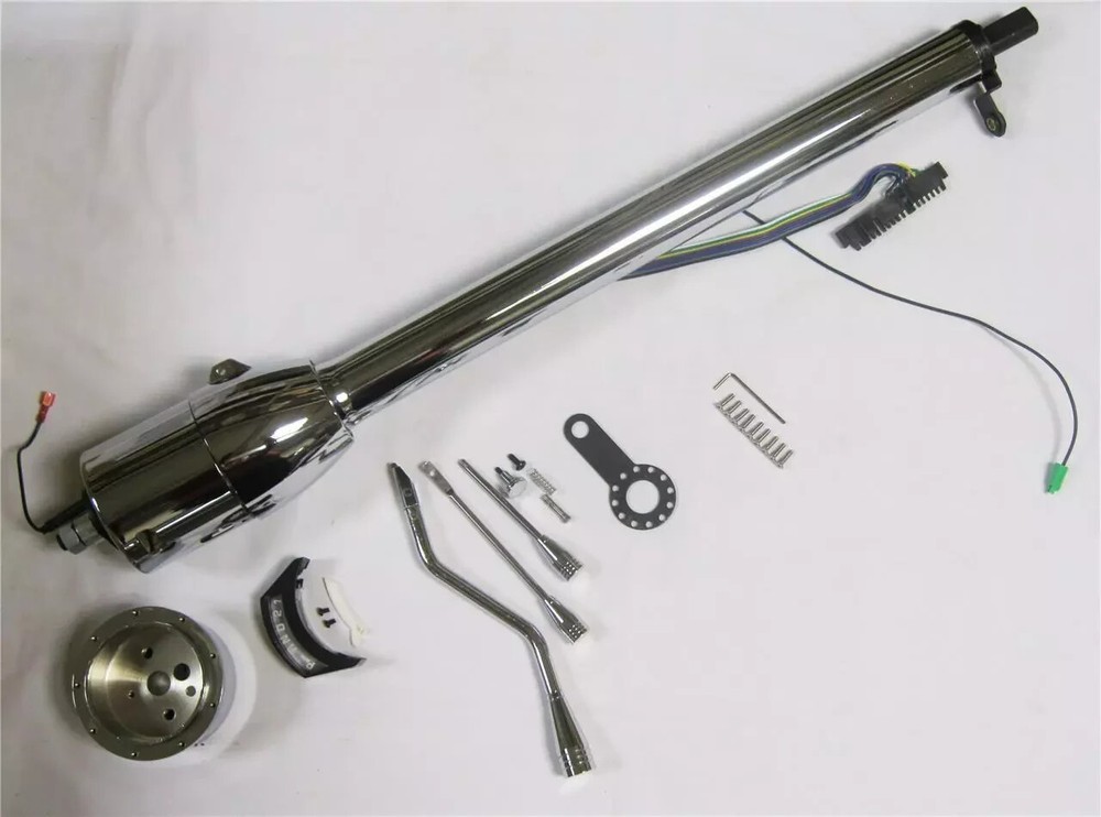 32" Chrome Tilt Steering Column Tilt w/ Shift Indicator Automatic BONUS ADAPTER