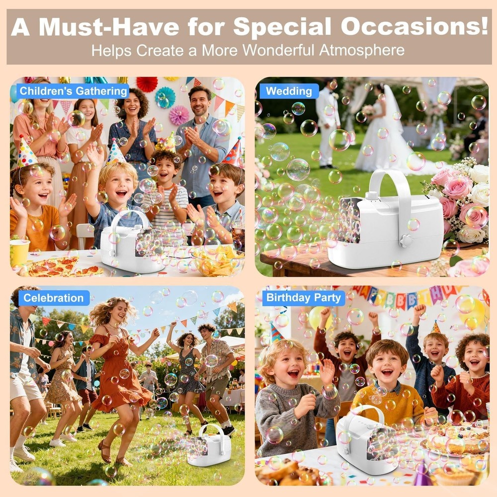 Bubble Machine Durable Automatic Bubble Blower, 18000+ Big Bubbles Per Minute...