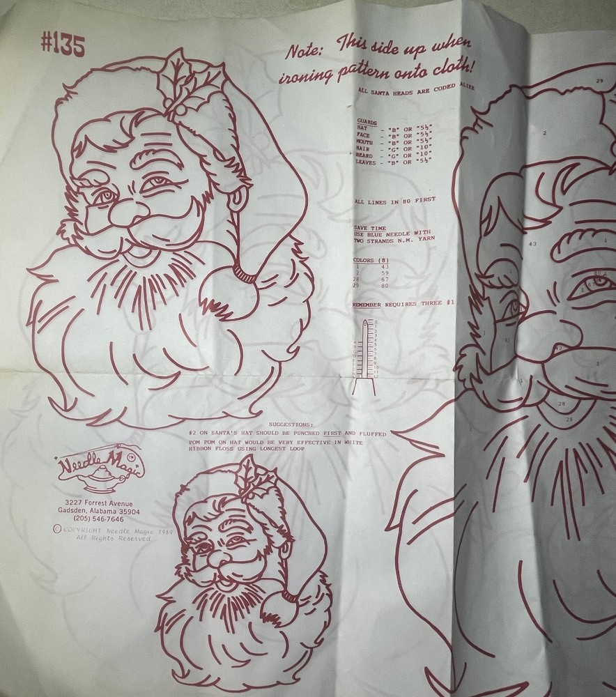 1989 Needle Magic Classic Santa Claus Reuseable Crafting Pattern & Instructions