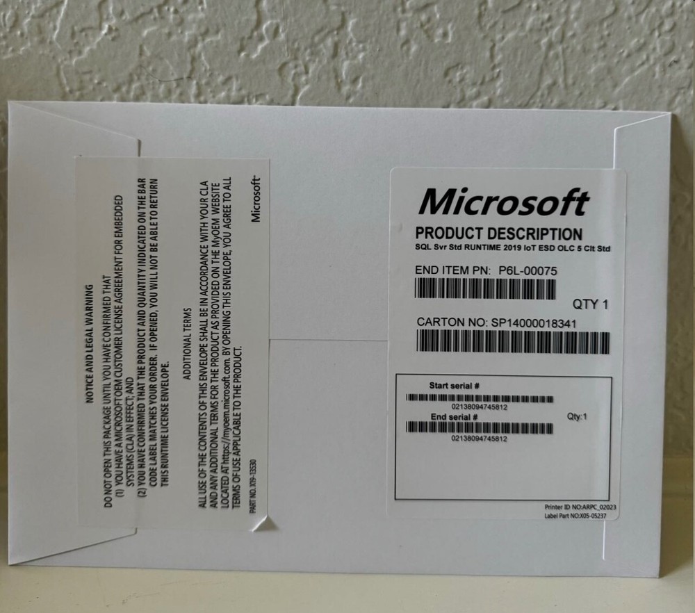 SQL server 2019 standard 16 core 5 CAL DVD