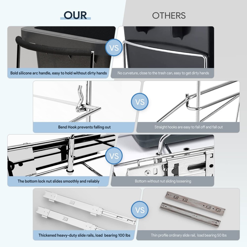 Pull Out Trash Can Under Cabinet Adjustable Garbage Slideout Shelf For Kitchen R