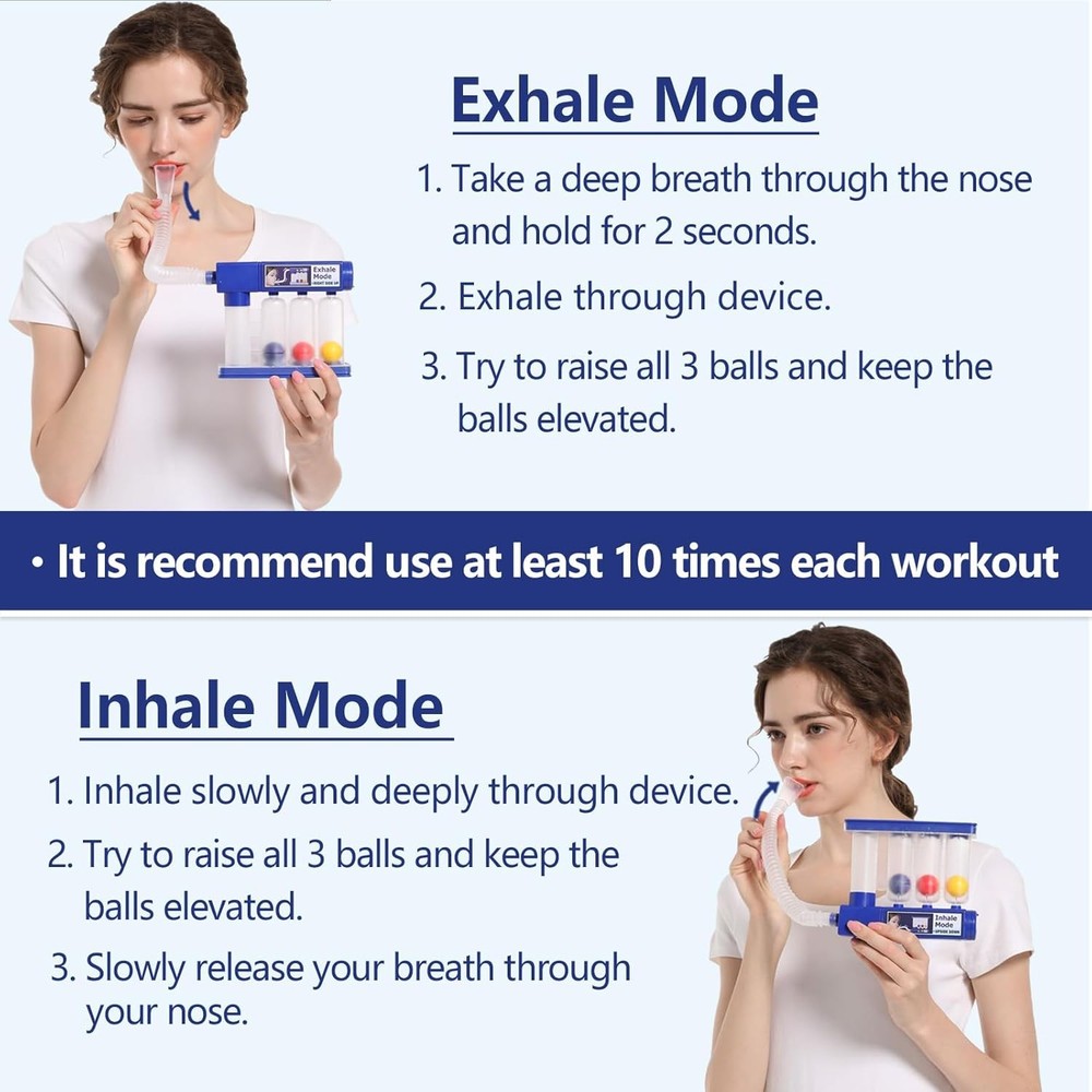 Home Use Breathing Exercise Device for Lungs, Lung Exerciser Device with Adjusta
