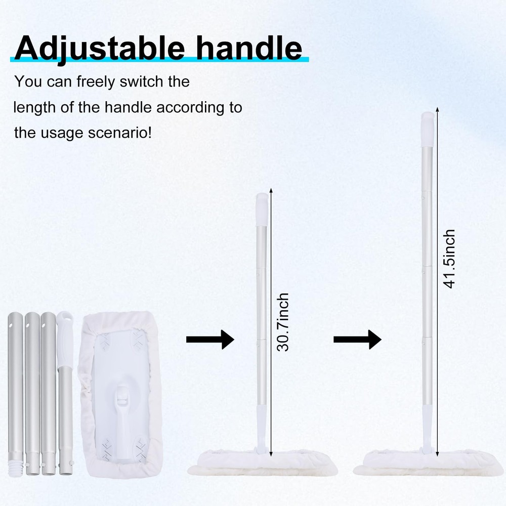 360° Adjustable Lambswool Applicator Kit, Extendable Lambskin Deck White