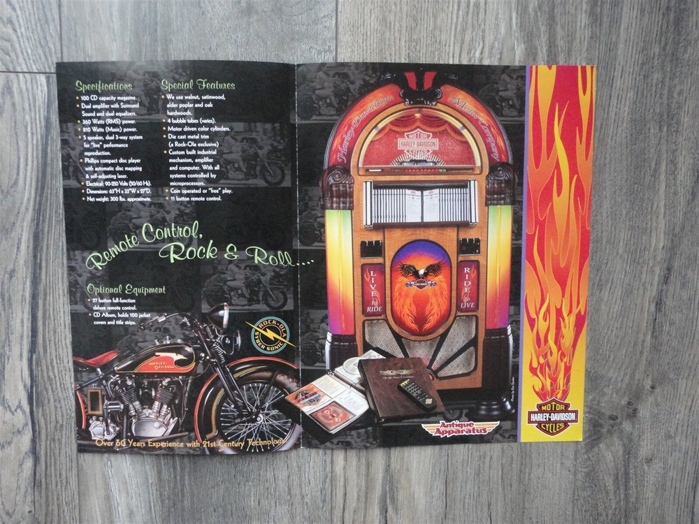 Rock Ola Juke Box Flyer Harley Davidson / Original Brochure
