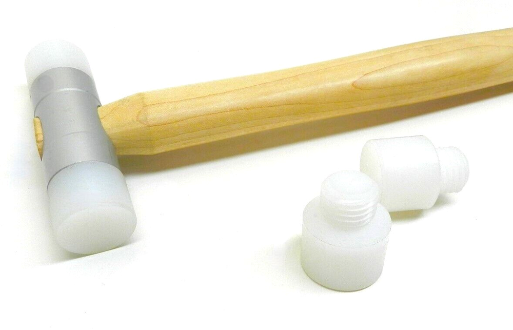 Nylon Hammer 1" Head Dual Face Plastic Mallet Ash Handle with 2 Additional Faces