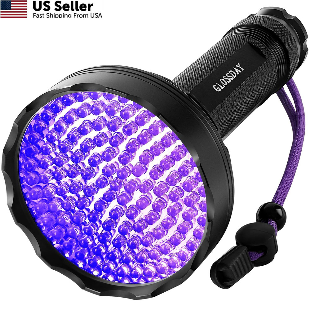 GLOSSDAY Blacklight Flashlight,128 LED UV Flashlights, Upgraded 128LED, Black